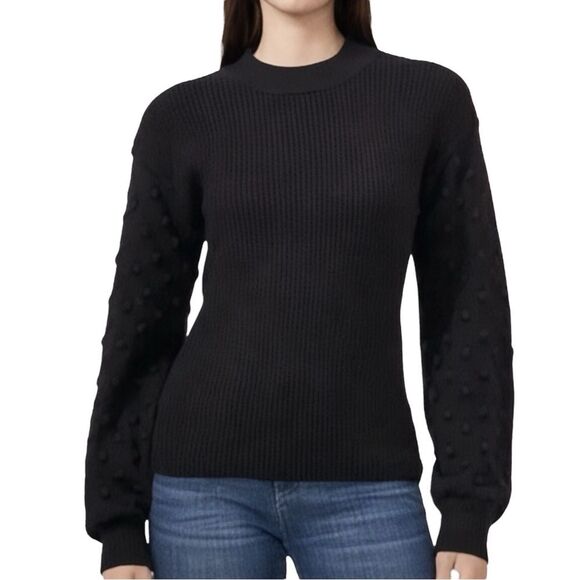 Cece Black Bobble Stitch Sleeve Pullover Sweater Mockneck Women’s Size Small - Picture 1 of 12